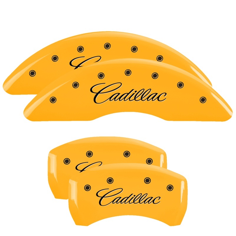 MGP 4 Caliper Covers Engraved Front Cadillac Rear XLR Yellow Finish Black Char 2004 Cadillac CTS thumbnail 7