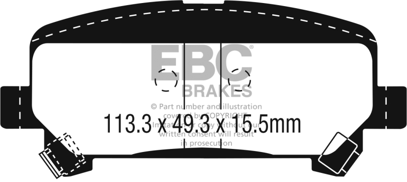 EBC 15+ Chevrolet Colorado 2.5 Yellowstuff Rear Brake Pads thumbnail 4