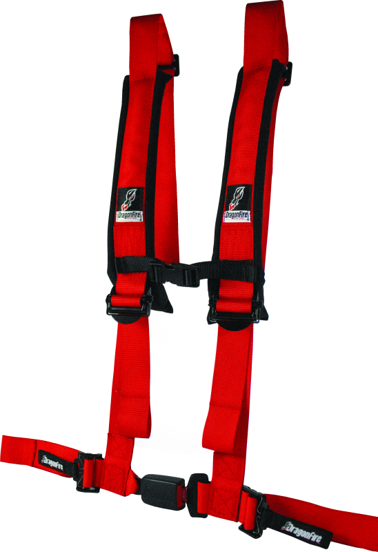 DragonFire Racing Harness H-Style- 4-Point- EZ-Adjust- 2in Buckle- Red thumbnail 2