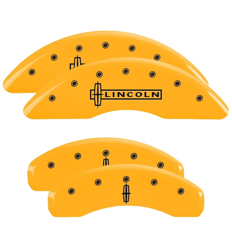 MGP 4 Caliper Covers Engraved Fr Lincoln Rr Star Logo Yellow Finish Blk Char 2009 Lincoln Navigator thumbnail 6