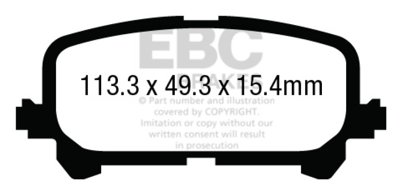 EBC 14+ Acura MDX 3.5 Yellowstuff Rear Brake Pads thumbnail 5