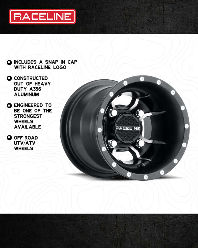 Raceline A77 Mamba 14x7in / 4x115 BP / 10mm Offset / 80.3mm Bore - Black & Machined Wheel thumbnail 9