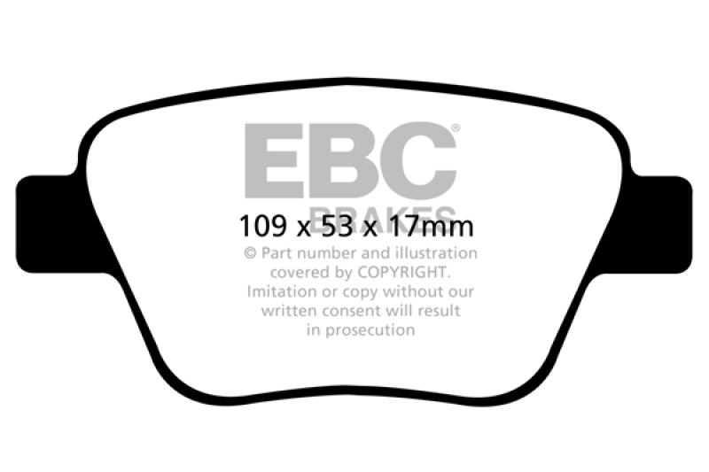 EBC 10-13 Audi A3 2.0 Turbo (Bosch rear caliper) Yellowstuff Rear Brake Pads thumbnail 6