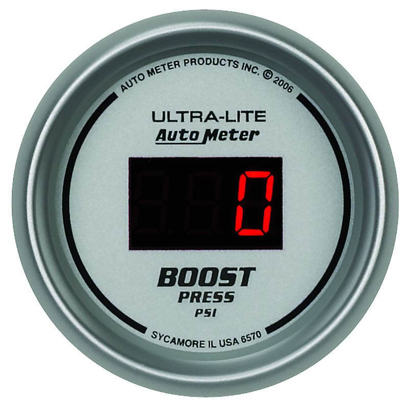 Autometer Ultra-Lite 2-1/16in 5-60 PSI Digital Boost Pressure Gauge - Silver