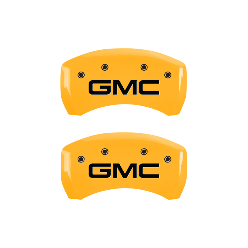 MGP 4 Caliper Covers Engraved Front & Rear GMC Yellow Finish Black Char 2019 GMC Arcadia thumbnail 9