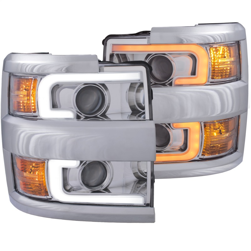 ANZO Projector Headlights 15-17 Chevrolet Silverado 2500HD / 3500HD Chrome w/ Chrome Rim thumbnail 7