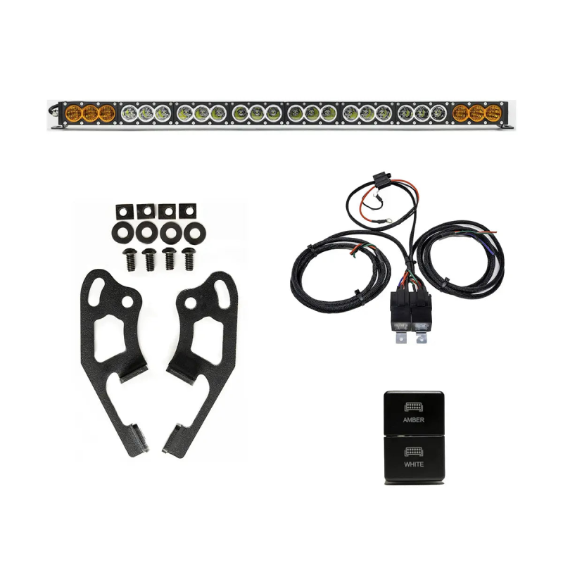 Cali Raised Sherpa Roof Rack Dual Funct. Light Bar & Mount Brckt Kit w/ Wire Harness & Small Switch