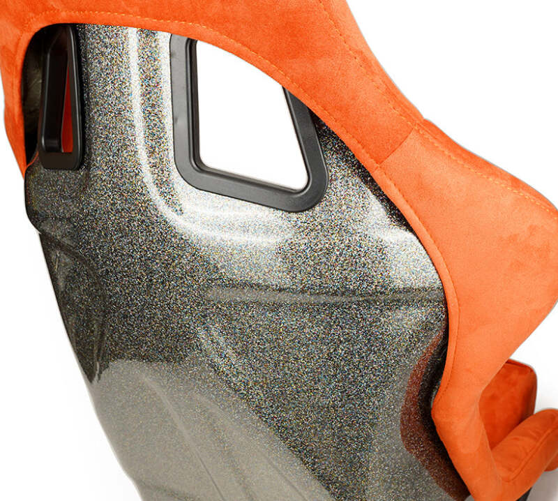NRG FRP Bucket Seat ULTRA Edition W/ Grey Pearlized Back / Orange Microfiber Material - Large thumbnail 4