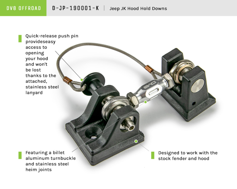 2007-2018 Jeep JK Hood Hold Downs - Image 6