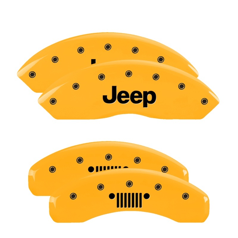 MGP 4 Caliper Covers Engraved Front JEEP Engraved Rear JEEP Grill logo Yellow finish black ch thumbnail 6