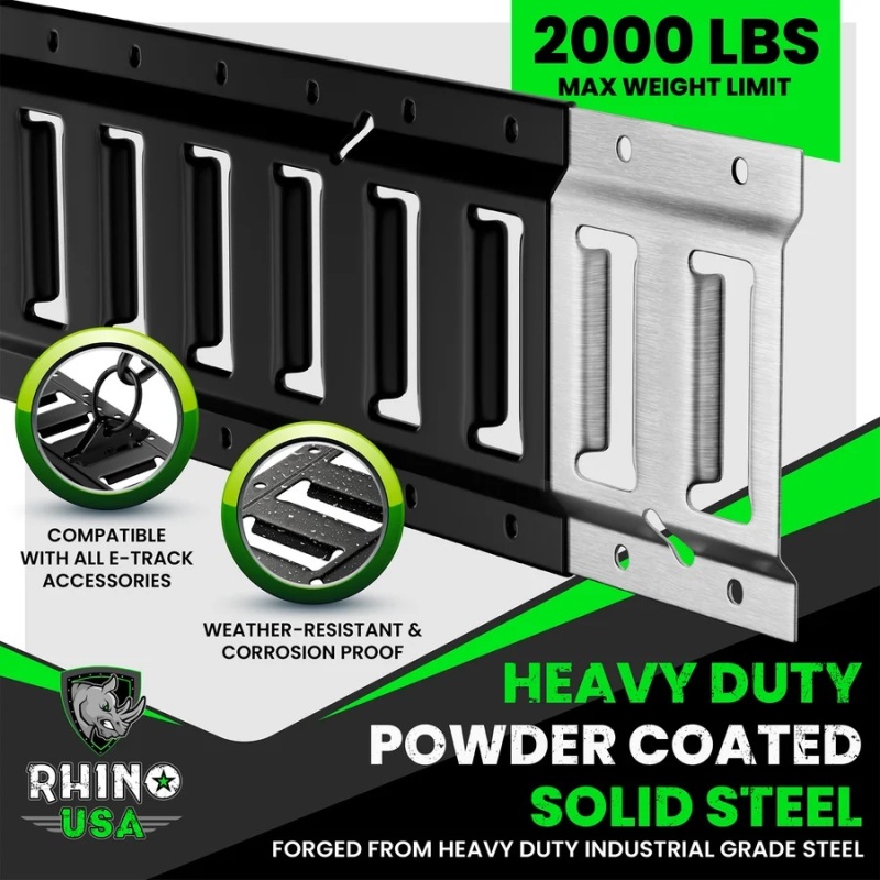 Rhino USA 5Ft E-Track Tie-Down Rails, Silver (2 Pack) thumbnail 3