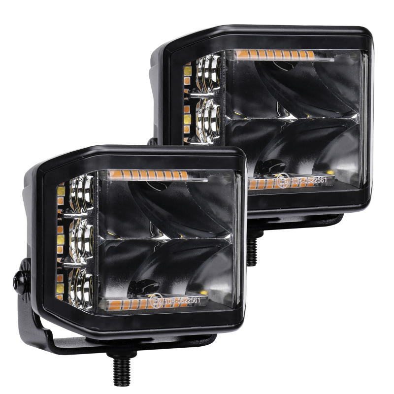 Go Rhino Xplor Blackout Combo Series Cube Sideline LED Spot Lights w/ Amber 4x3 - Blk (Pair) thumbnail 6