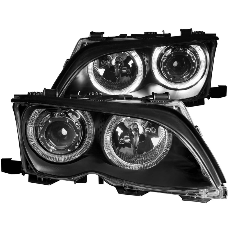 ANZO 2002-2005 BMW 3 Series E46 Projector Headlights w/ Halo Black thumbnail 5