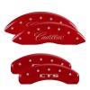 MGP 4 Caliper Covers Engraved Front Cursive/Cadillac Engraved Rear CTS Red finish silver ch thumbnail 5