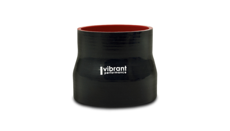 Vibrant 3.5in I.D. x 4.250in I.D. x 4.5in Long 4 Ply Gloss Black Silicone Transition Hose thumbnail 2