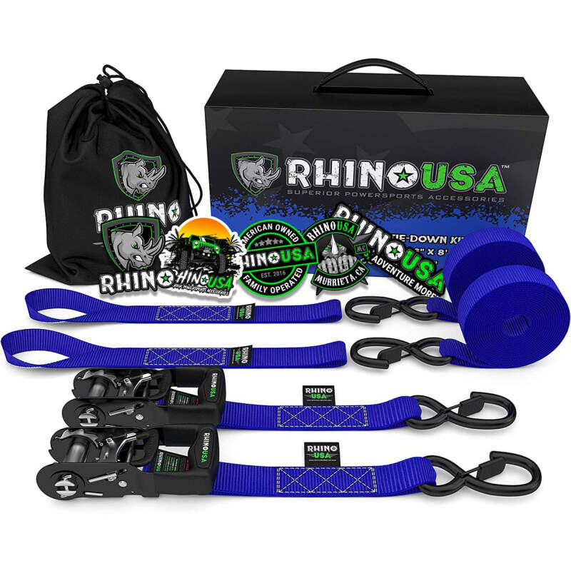 Rhino USA Heavy Duty Ratchet Tie-Downs 2-Pack (Blue) 1.6In X 8Ft
Tie Down