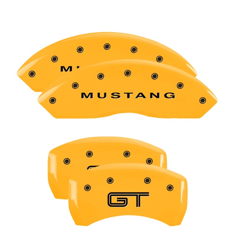 MGP 4 Caliper Covers Engraved Front Mustang Engraved Rear GT Red finish silver ch thumbnail 3