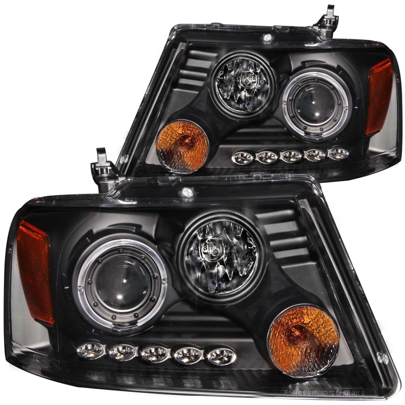 ANZO 2004-2008 Ford F-150 Projector Headlights w/ Halo and LED Black G2 thumbnail 7