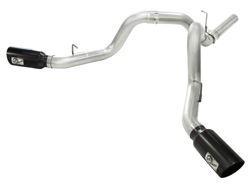 aFe MACHForce XP Exhaust Aluminized Dual Split DPF Back 11-15 GM Diesel Truck V8-6.6L (td) (BLK tip) thumbnail 2