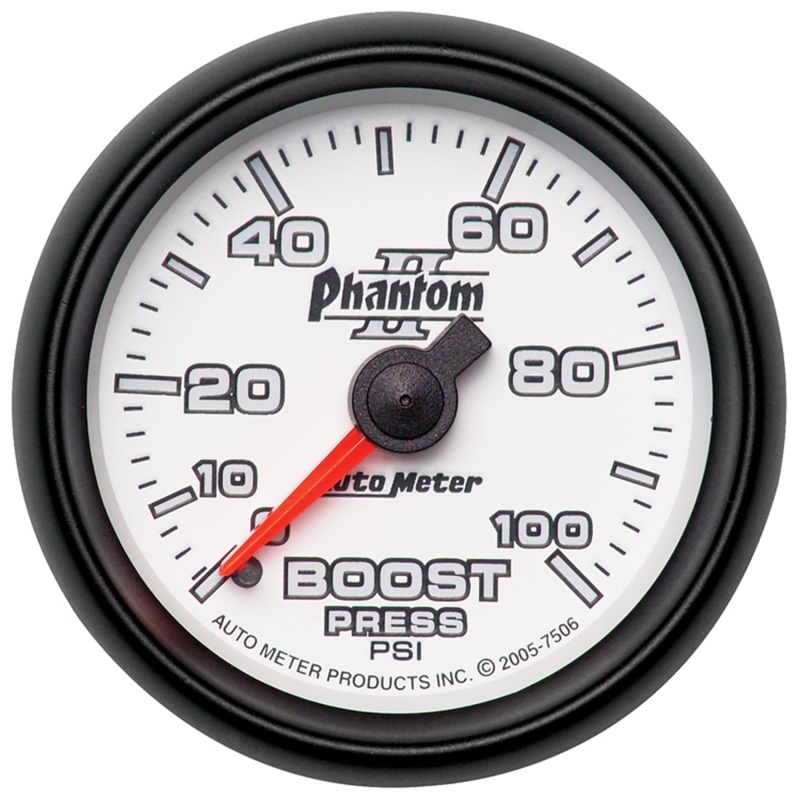 Autometer Phantom II 52.4mm Mechanical 0-100psi Boost Gauge thumbnail 3