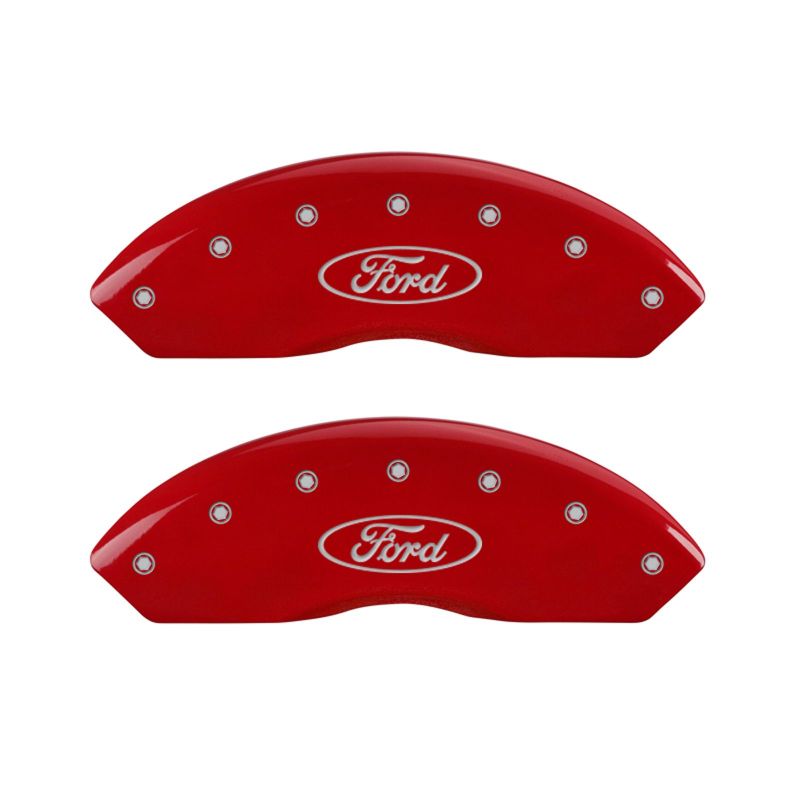 MGP 4 Caliper Covers Engraved Front & Rear Oval logo/Ford Red finish silver ch thumbnail 7