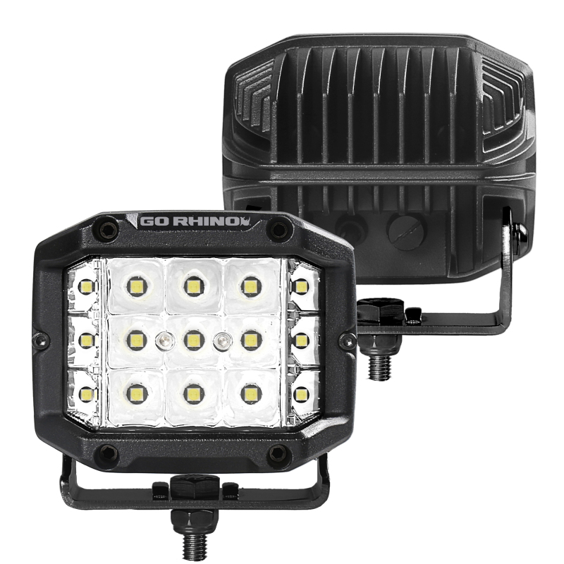 Go Rhino Xplor Bright Series Sideline Cube LED Spot Light Kit (Surface Mount) 4x3 - Blk (Pair) thumbnail 4