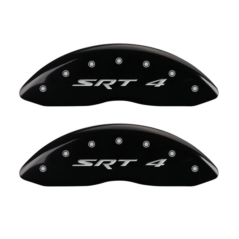 MGP Front set 2 Caliper Covers Engraved Front SRT4 Black finish silver ch thumbnail 4