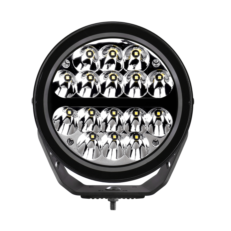 Go Rhino Xplor Blackout Series Round LED Driving Light w/DRL (Surface/Threaded Stud Mnt) 7in. - Blk thumbnail 2