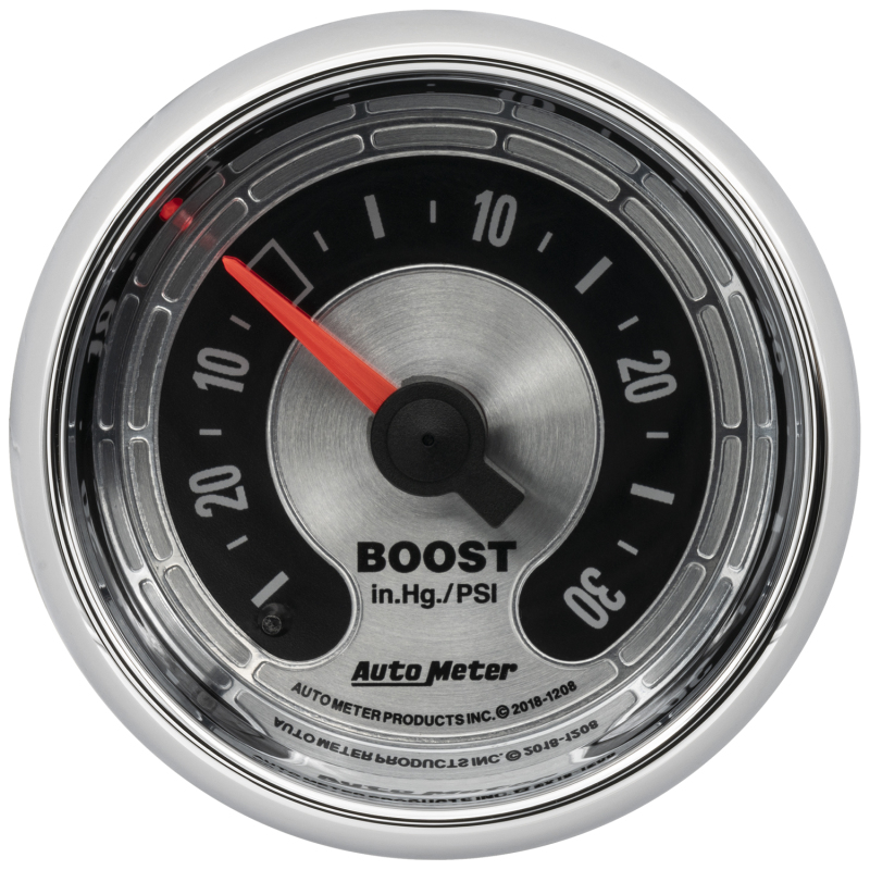 Autometer American Muscle 2-1/16in Full Sweep Mechanical 30 In Hg Vac/30PSI Boost Vacuum Gauge