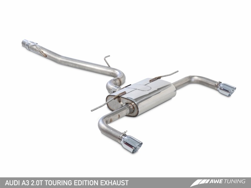 AWE Tuning Audi 8V A3 Touring Edition Exhaust - Dual Outlet Diamond Black 90 mm Tips thumbnail 2