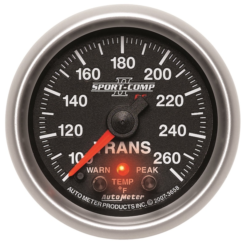 Autometer Elite 52.4mm 100-260F Transmission Temperature Peak & Warn w/ Electronic Control Gauge