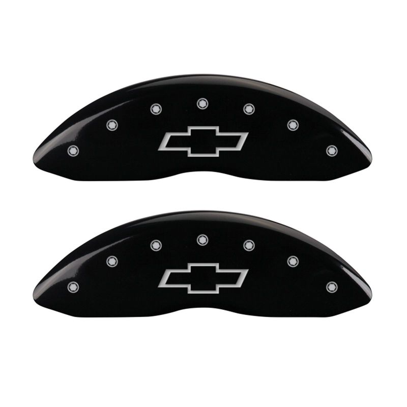 MGP 4 Caliper Covers Engraved Front & Rear Bowtie Black finish silver ch thumbnail 7