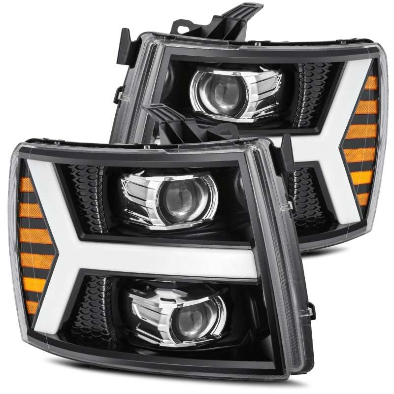 AlphaRex 07-13 Chevy 1500HD PRO-Series Proj Headlight Plank Style Gloss Blk w/Activ Light/Seq Signal thumbnail 2
