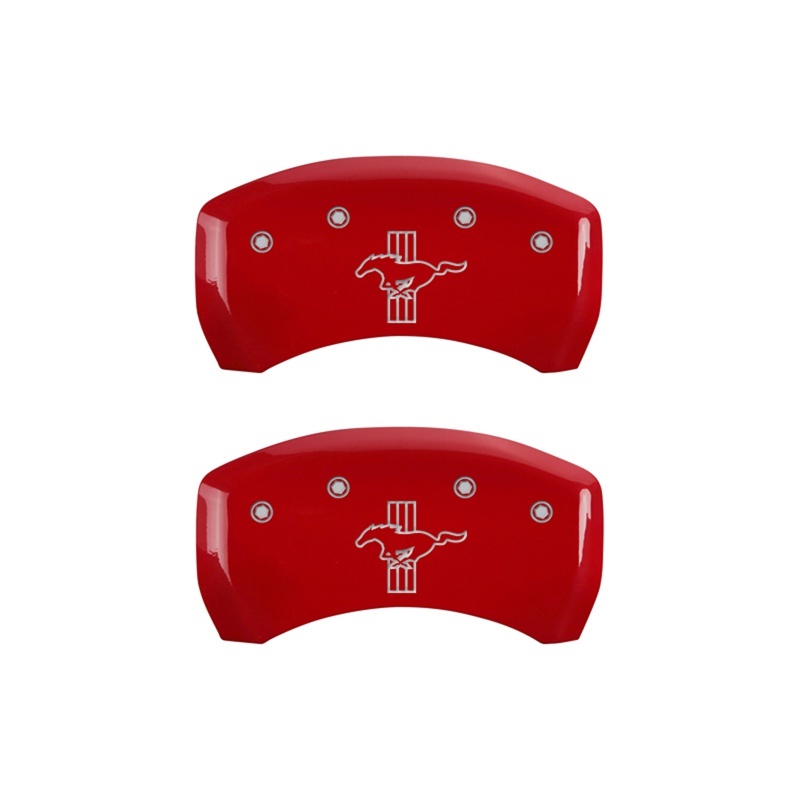 MGP Rear set 2 Caliper Covers Engraved Rear S197/Bar & Pony Red finish silver ch thumbnail 4
