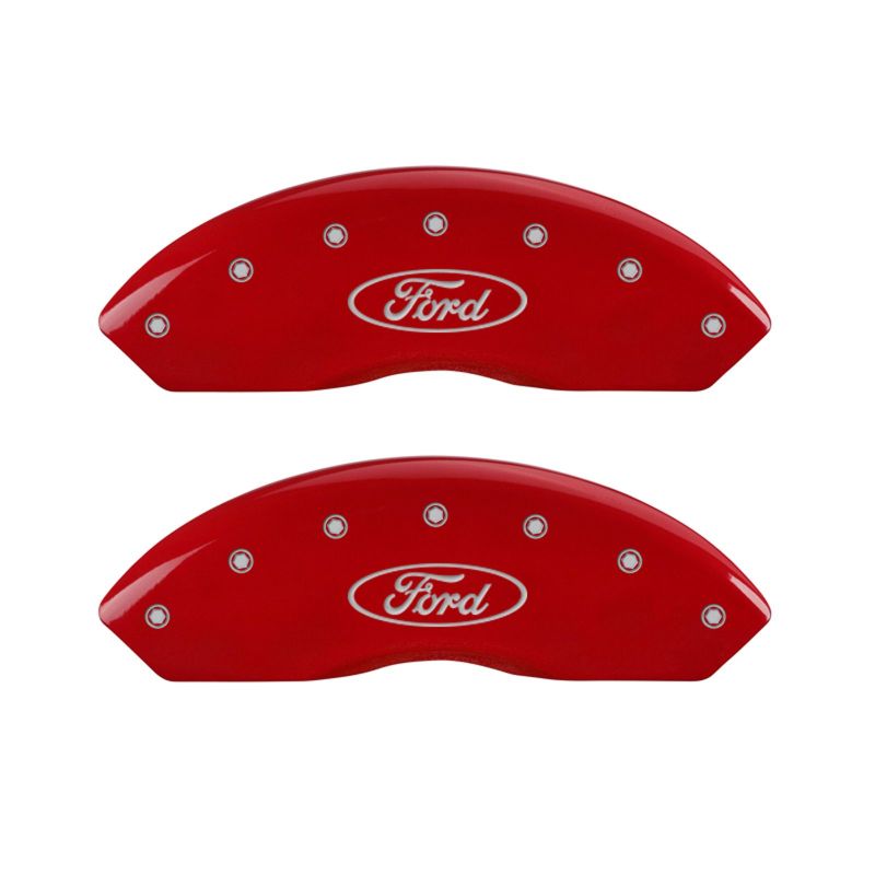 MGP 4 Caliper Covers Engraved Front & Rear Oval Logo/Ford Red Finish Silver Char 2018 Ford Fusion thumbnail 7