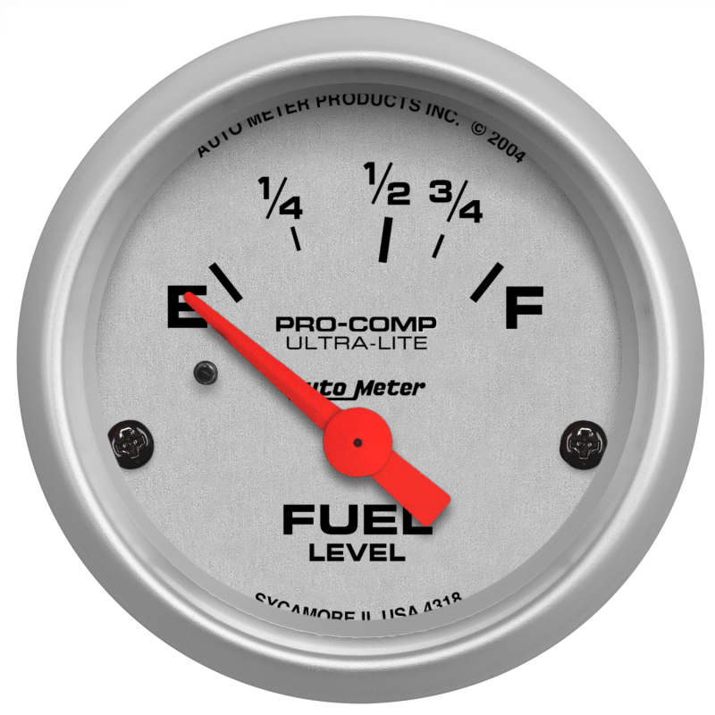 Autometer Ultra-Lite 52mm 16 OHMS Empty/158 OHMS Full Short Sweep Electronic Fuel Level Gauge thumbnail 3
