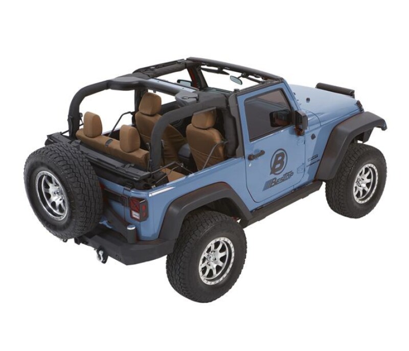Bestop 07-18 Jeep Wrangler JK 2-Door Jeep Trektop Glide (Premium Black Twill)