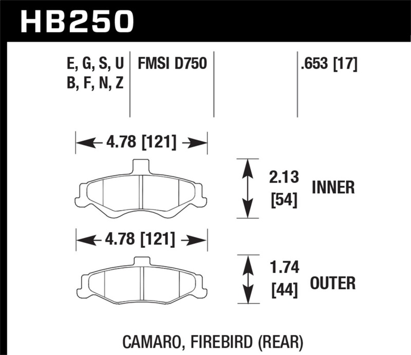 Hawk 1998-2002 Chevrolet Camaro SS 5.7 HPS 5.0 Rear Brake Pads thumbnail 3