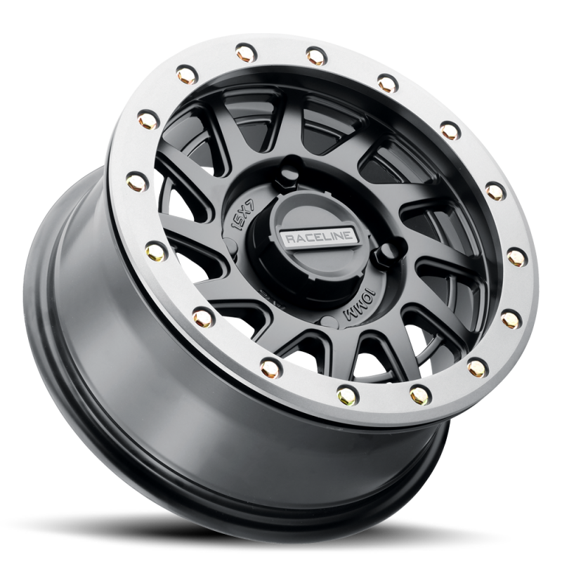Raceline A12BG Squad 15x7in/4x156 BP/38mm Offset/132.5mm Bore - Black & Gunmetal Ring Beadlock Wheel thumbnail 2