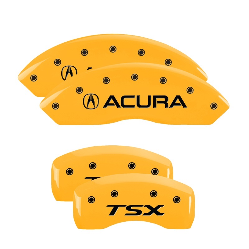 MGP 4 Caliper Covers Engraved Front & Rear Acura Yellow Finish Black Char 2008 Acura TL thumbnail 7