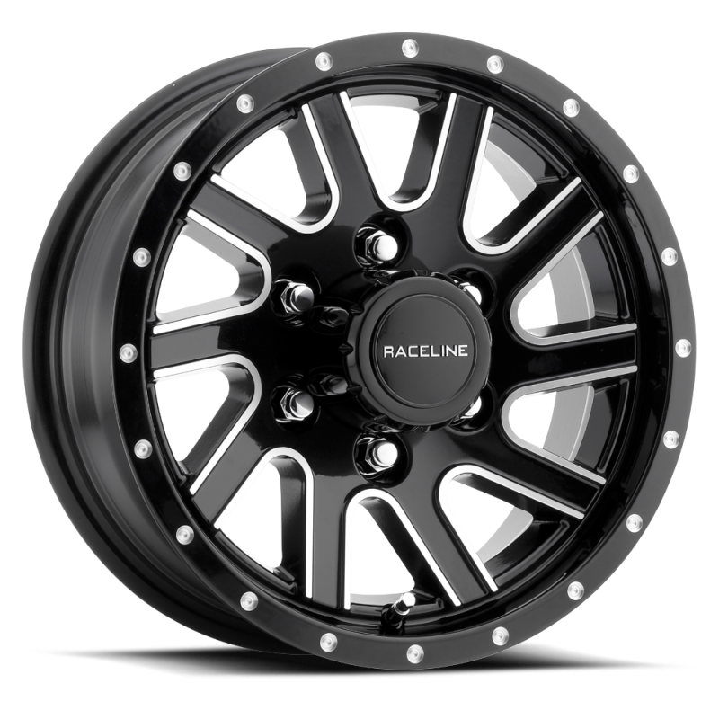 Raceline 820M Twisted 15x6in / 6x139.7 BP / 0mm Offset / 4.25mm Bore - Black & Machined Wheel thumbnail 7