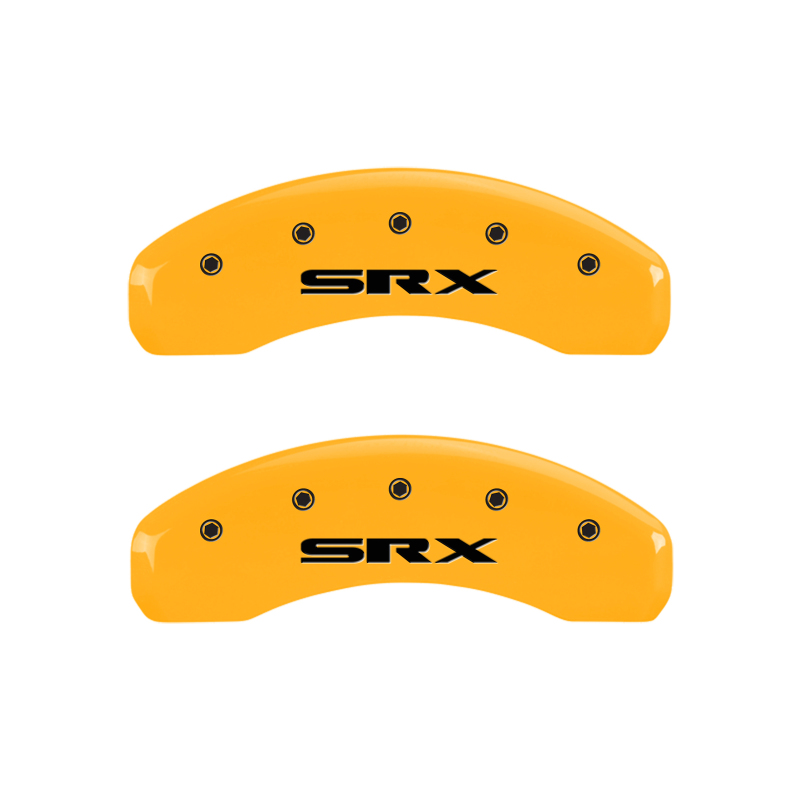 MGP 4 Caliper Covers Engraved Front Cadillac Rear SRX Yellow Finish Black Char 2010 Cadillac SRX thumbnail 9