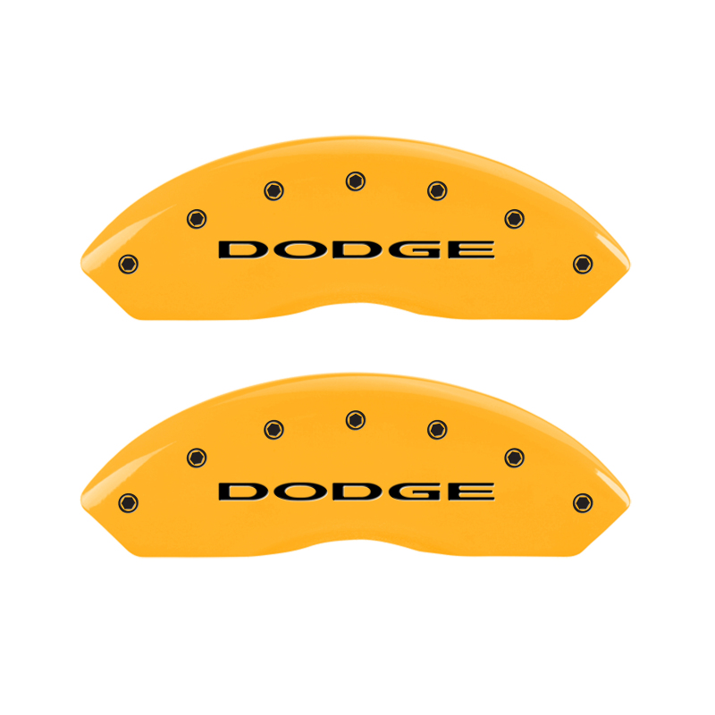 MGP 4 Caliper Covers Engraved Front & Rear With out stripes/Dodge Yellow finish black ch thumbnail 5