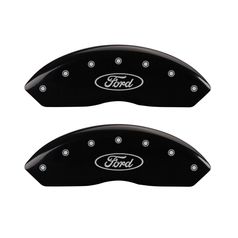 MGP Front set 2 Caliper Covers Engraved Front Oval logo/Ford Black finish silver ch thumbnail 2