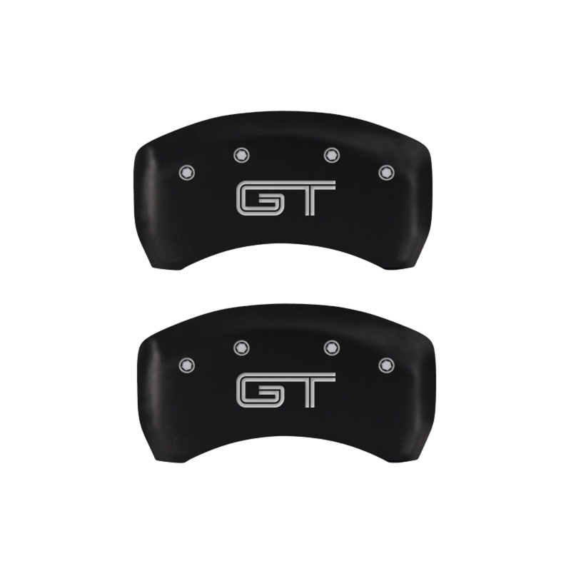 MGP 4 Caliper Covers Engraved Front Mustang Engraved Rear GT Red finish silver ch thumbnail 7