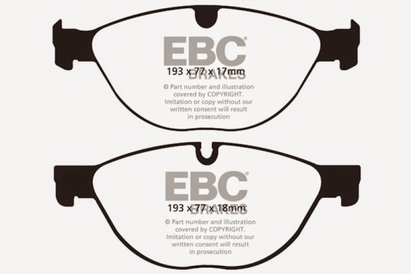 EBC 10-15 Jaguar XF 5.0 Supercharged (470) Yellowstuff Front Brake Pads thumbnail 7