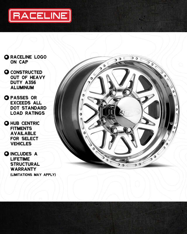 Raceline 888 Renegade 16x10in / 8x165.1 BP / -25mm Offset / 130.81mm Bore - Polished Wheel thumbnail 8