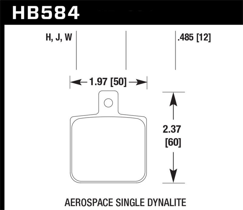 Hawk Aerospace Single Dynalite 12mm Thickness HPS Street Brake Pads thumbnail 2