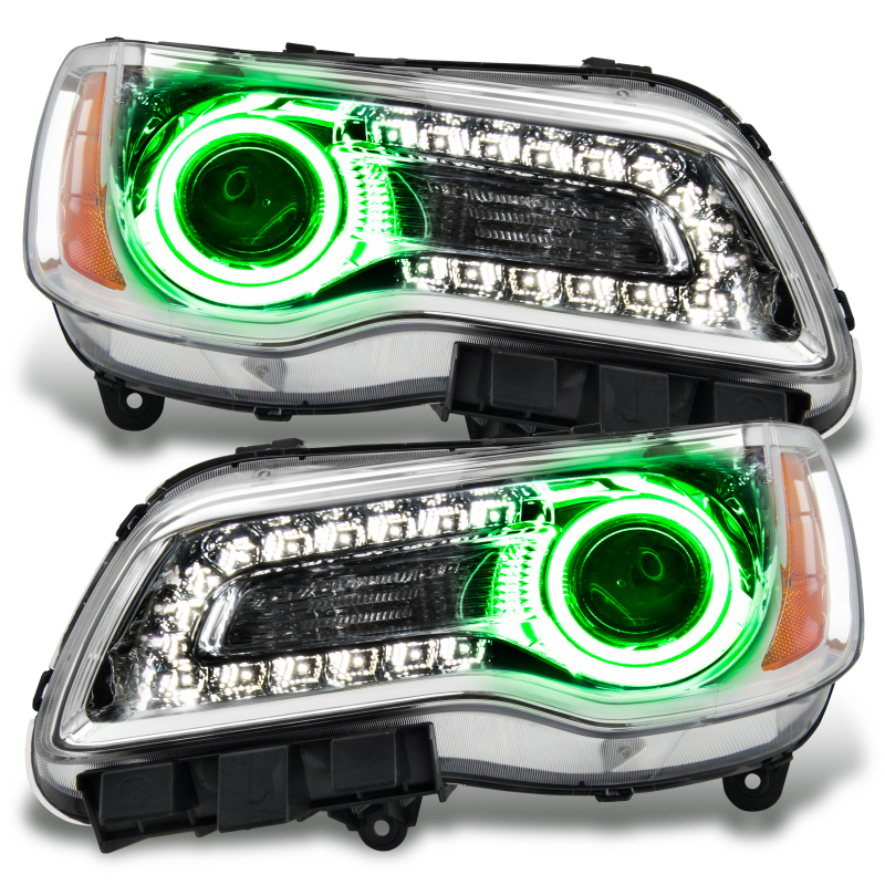 Oracle 11-14 Chrysler 300C NON HID LED Halo Headlights Chrome Housing - Green thumbnail 2