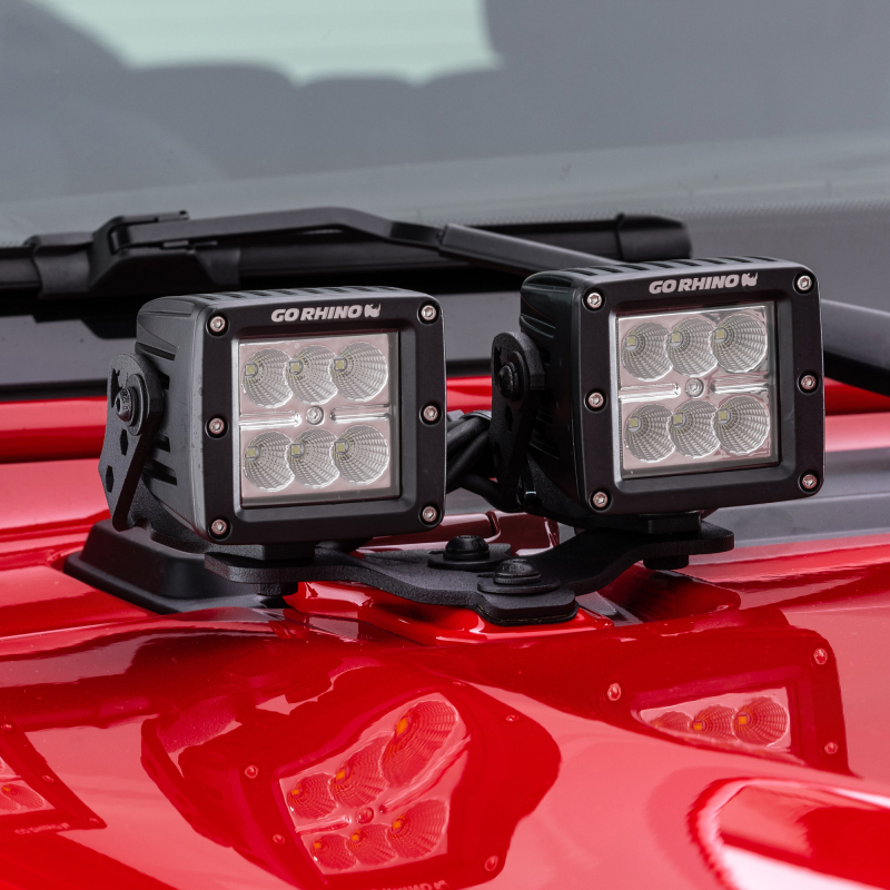 Go Rhino 18-20 Jeep Wrangler JL/JLU/Gladiator JT Light Mount - Two 3in Cubes thumbnail 5